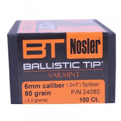 Nosler Ballistic Tip Varmint 6mm 80grs